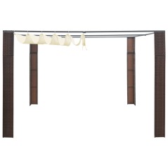 vidaXL Gazebo con Tetto in Polyrattan 300x300x200cm Marrone e Crema