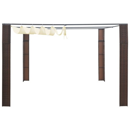 vidaXL Gazebo con Tetto in Polyrattan 300x300x200cm Marrone e Crema