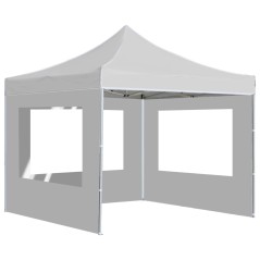 vidaXL Gazebo Pieghevole con Pareti in Alluminio 3x3 m Bianco