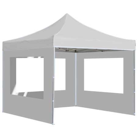 vidaXL Gazebo Pieghevole con Pareti in Alluminio 3x3 m Bianco