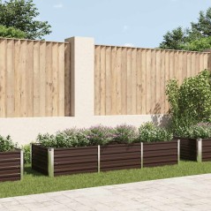 vidaXL Letto Rialzato Giardino Marrone 240x80x45 cm in Acciaio Zincato