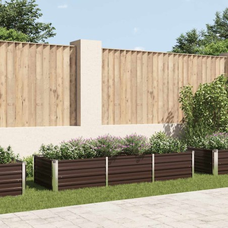 vidaXL Letto Rialzato Giardino Marrone 240x80x45 cm in Acciaio Zincato