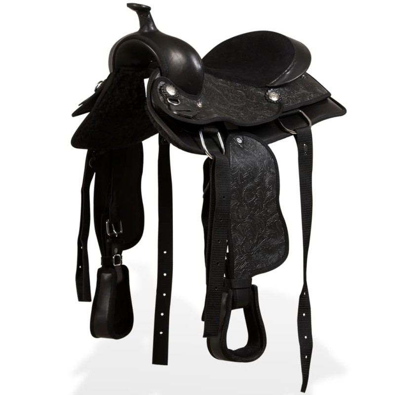 vidaXL Sella Western Testiera e Pettorale in Vera Pelle 12" Nero vidaXL Sella Western Testiera e Pettorale in Vera Pelle 12" Nero