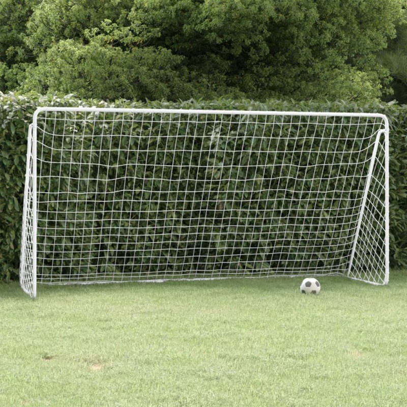 vidaXL Porta da Calcio con Rete Bianca 366x122x182 cm in Acciaio vidaXL Porta da Calcio con Rete Bianca 366x122x182 cm in Acciaio