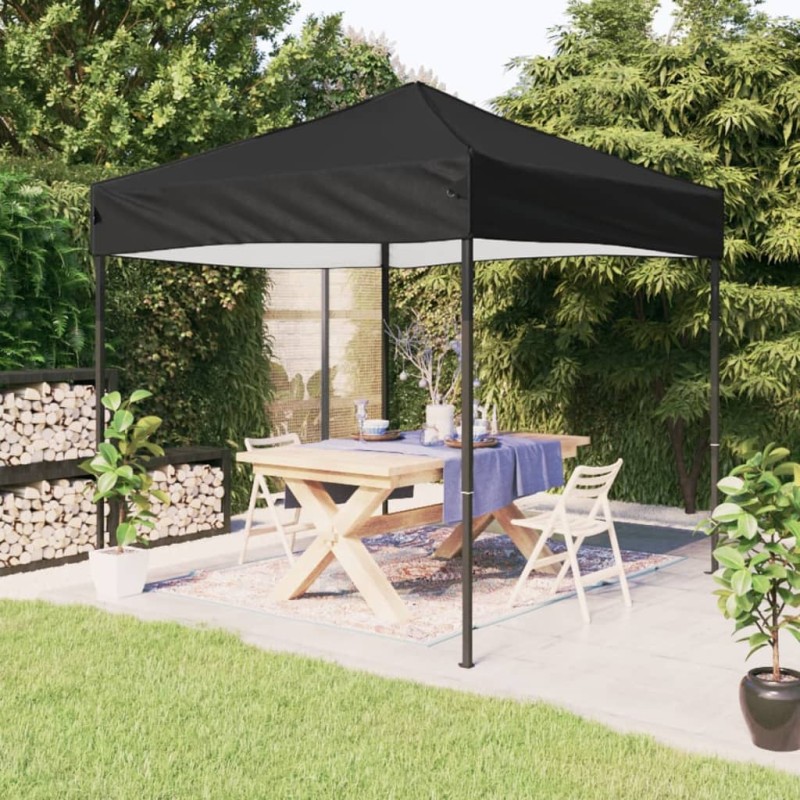 vidaXL Tenda per Feste Pieghevole Nera 3x3 m