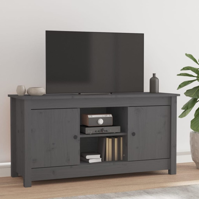 Mobile Porta TV Grigio 103x36,5x52 cm in Legno Massello di Pino Mobile Porta TV Grigio 103x36,5x52 cm in Legno Massello di Pino