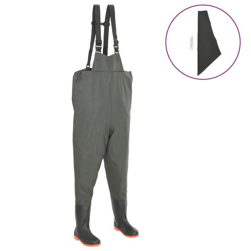 vidaXL Pantaloni Impermeabili con Stivali Verdi Taglia 44 vidaXL Pantaloni Impermeabili con Stivali Verdi Taglia 44