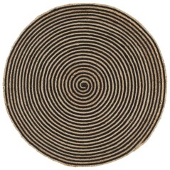 vidaXL Tappeto Lavorato a Mano in Juta Design a Spirale Nero 120 cm