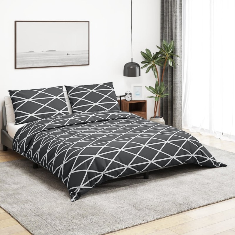 vidaXL Set Copripiumino Grigio 140x200 cm in Cotone vidaXL Set Copripiumino Grigio 140x200 cm in Cotone
