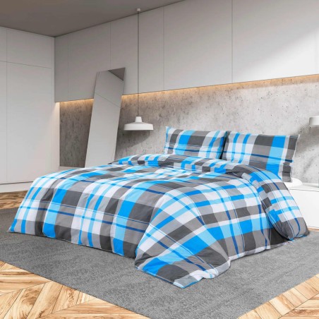 vidaXL Set Copripiumino Blu e Grigio 200x220 cm in Cotone