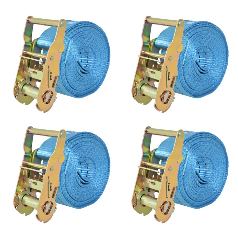 vidaXL Cinghie d'Ancoraggio 4 pz a Cricchetto 2 T 6mx38mm Blu vidaXL Cinghie d'Ancoraggio 4 pz a Cricchetto 2 T 6mx38mm Blu