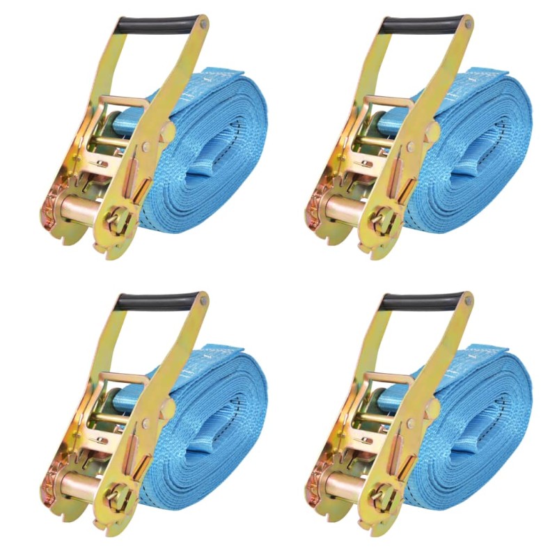 vidaXL Cinghie d'Ancoraggio 4 pz a Cricchetto 4 T 8mx50mm Blu vidaXL Cinghie d'Ancoraggio 4 pz a Cricchetto 4 T 8mx50mm Blu