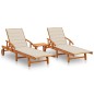 vidaXL Lettino Prendisole 2pz con Tavolo e Cuscini Massello d'Acacia vidaXL Lettino Prendisole 2pz con Tavolo e Cuscini Massello d'Acacia