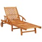 vidaXL Lettino Prendisole 2pz con Tavolo e Cuscini Massello d'Acacia vidaXL Lettino Prendisole 2pz con Tavolo e Cuscini Massello d'Acacia