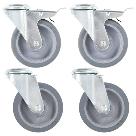 vidaXL Ruote Girevoli con Foro per Bulloni 4 pz 100 mm