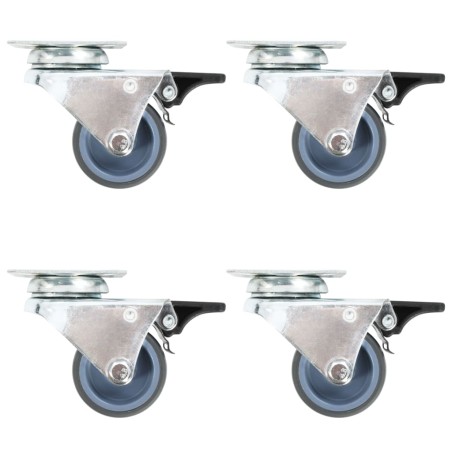 vidaXL Ruote Girevoli Gemellate con Doppio Freno 4 pz 50 mm