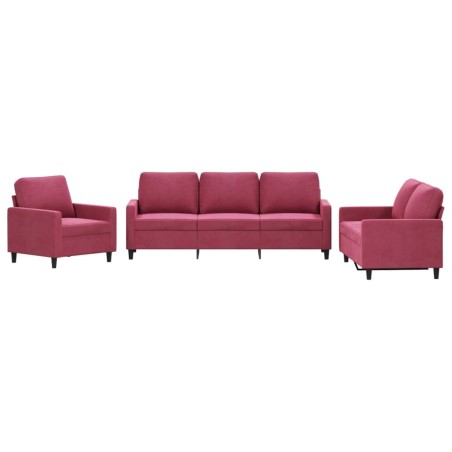 vidaXL Set di Divani 3 pz con Cuscini Rosso Vino in Velluto