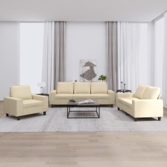 vidaXL Set di Divani 3 pz Crema in Tessuto