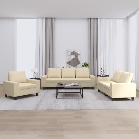 vidaXL Set di Divani 3 pz Crema in Tessuto