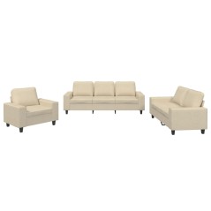 vidaXL Set di Divani 3 pz Crema in Tessuto