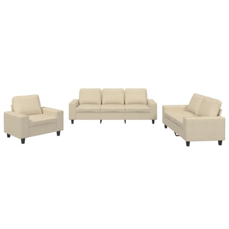 vidaXL Set di Divani 3 pz Crema in Tessuto
