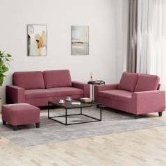 vidaXL Set di Divani 3 pz Rosso Vino in Tessuto