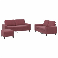 vidaXL Set di Divani 3 pz Rosso Vino in Tessuto