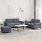 vidaXL Set di Divani 3 pz con Cuscini Grigio Scuro in Velluto vidaXL Set di Divani 3 pz con Cuscini Grigio Scuro in Velluto