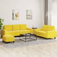 vidaXL Set di Divani 3 pz Giallo Chiaro in Tessuto