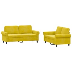 vidaXL Set di Divani 2 pz con Cuscini giallo in Velluto