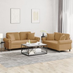 vidaXL Set di Divani 2 pz con Cuscini Marrone in Velluto