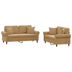 vidaXL Set di Divani 2 pz con Cuscini Marrone in Velluto