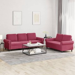 vidaXL Set di Divani 2 pz con Cuscini Rosso Vino in Velluto