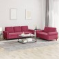 vidaXL Set di Divani 2 pz con Cuscini Rosso Vino in Velluto vidaXL Set di Divani 2 pz con Cuscini Rosso Vino in Velluto