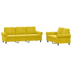 vidaXL Set di Divani 2 pz con Cuscini giallo in Velluto