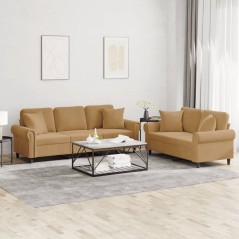 vidaXL Set di Divani 2 pz con Cuscini Marrone in Velluto