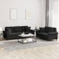 vidaXL Set di Divani 2 pz con Cuscini Nero in Velluto vidaXL Set di Divani 2 pz con Cuscini Nero in Velluto