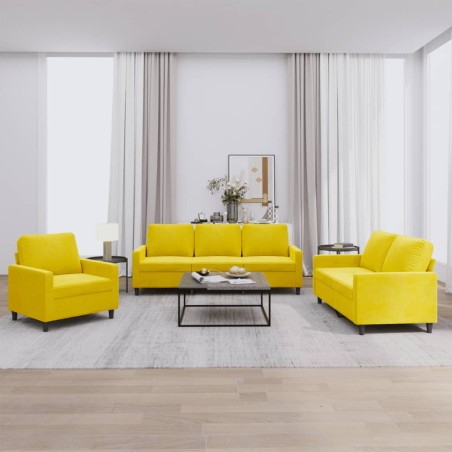 vidaXL Set di Divani 3 pz con Cuscini giallo in Velluto