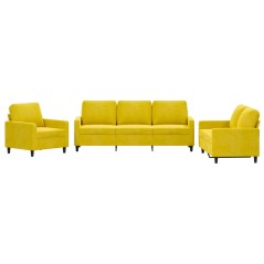 vidaXL Set di Divani 3 pz con Cuscini giallo in Velluto