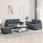 vidaXL Set di Divani 3 pz con Cuscini Grigio Scuro in Velluto vidaXL Set di Divani 3 pz con Cuscini Grigio Scuro in Velluto