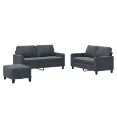 vidaXL Set di Divani 3 pz con Cuscini Grigio Scuro in Velluto