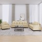 vidaXL Set Divani 3 pz con Cuscini Crema in Tessuto vidaXL Set Divani 3 pz con Cuscini Crema in Tessuto
