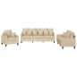 vidaXL Set Divani 3 pz con Cuscini Crema in Tessuto vidaXL Set Divani 3 pz con Cuscini Crema in Tessuto