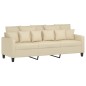 vidaXL Set Divani 3 pz con Cuscini Crema in Tessuto vidaXL Set Divani 3 pz con Cuscini Crema in Tessuto