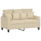 vidaXL Set Divani 3 pz con Cuscini Crema in Tessuto vidaXL Set Divani 3 pz con Cuscini Crema in Tessuto