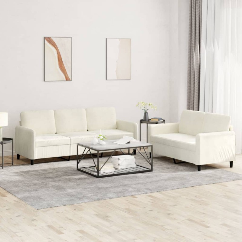 vidaXL Set di Divani 2 pz Crema in Velluto vidaXL Set di Divani 2 pz Crema in Velluto