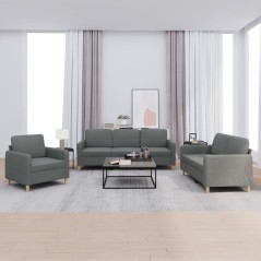 vidaXL Set di Divani 3 pz con Cuscini Grigio Scuro in Tessuto