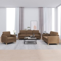 vidaXL Set di Divani 3 pz con Cuscini Marrone in Tessuto