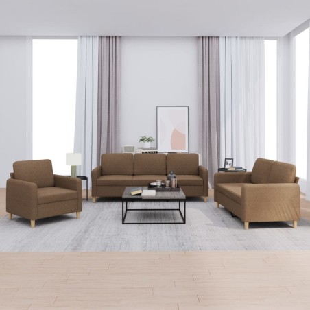 vidaXL Set di Divani 3 pz con Cuscini Marrone in Tessuto