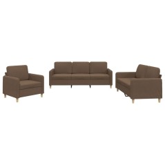 vidaXL Set di Divani 3 pz con Cuscini Marrone in Tessuto